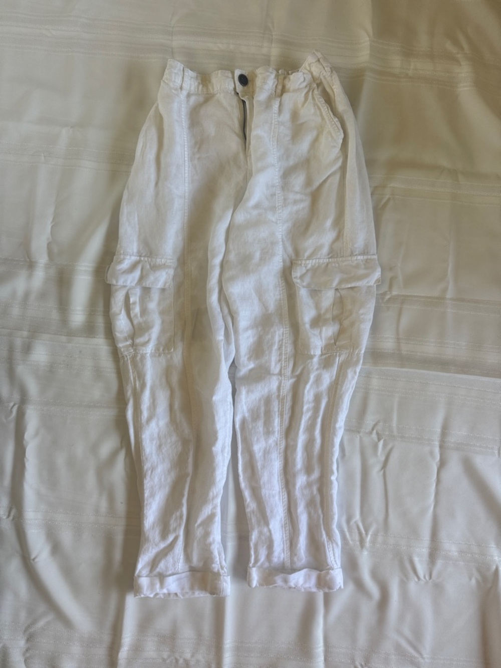 Nicole Miller Cream Elastic Waist Pants